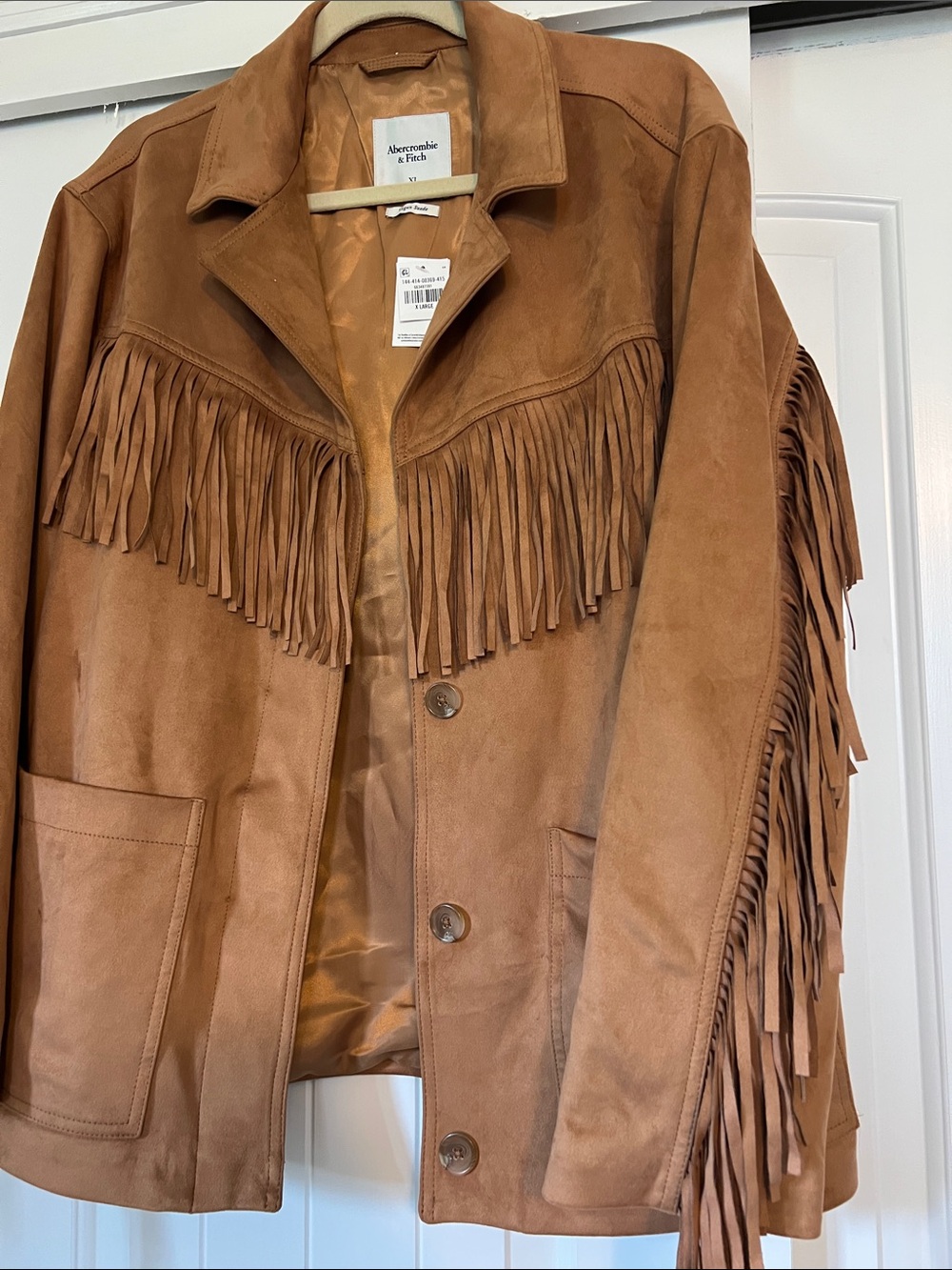 Abercrombie & Fitch Brown Suede Fringe Jacket - NWT - size XL - Picture 5 of 8